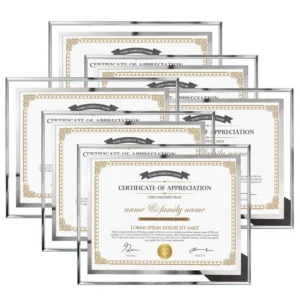 Customized Sliver Crystal Glass Photo Picture Frame 8×10 Patent Certificate Frame for Tabletop Display Vertical or Horizontal