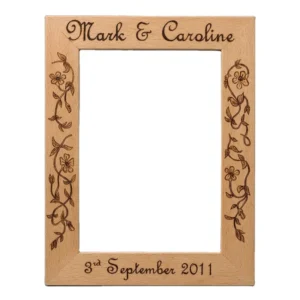 Customized Wooden Picture Frame Handcrafted Pyrography Photo Holder for Anniversary Souvenir Wedding Gift Decorative Wood Frames
