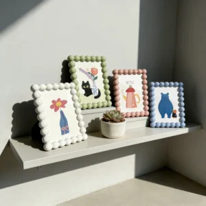 Cute Cartoon Bead Edge Photo Frame Plastic Material Desktop Creative Ornament
