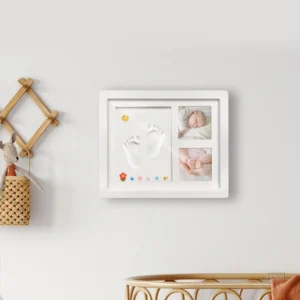DIY Baby Clay Hand and Foot Print Frame Kit Wooden Photo Frame for Newborn Baby Gift