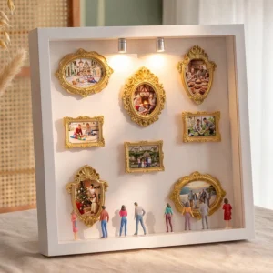 DIY Creative Mini Museum Silhouette Box Shadow Box Frame Kit Gold Eco Friendly Mini Figurines Family Memory Display Photo Frame