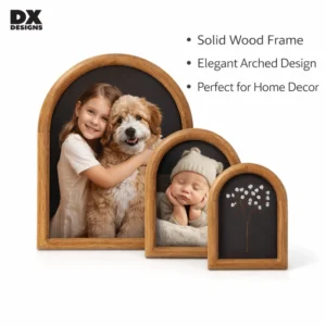 DX Designs Farmhouse Arched Brown Wooden Picture Frames Multi Size (5 6 7 8 10 Inch) Rustic Tabletop Photo Display