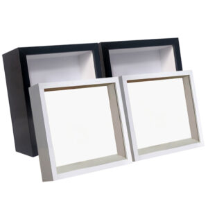 Decoration Art Black White Wood MDF Deep 5cm Shadow Box Frame 3d 6×6 8×8 square Shadow Box Frame with Glass