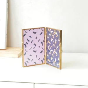 Design Decorative Metal Golden Floating Photo Picture Frames Transparent Double Open Folding Photo Frame
