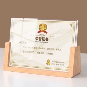 Desktop 4x6inch Plastic Acrylic Certificate Picture Displaying Frame With Wood Stand Horizontal and Vertical Home Decor