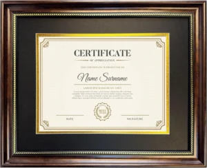 Diploma Frame Black Gold Mat or Display Document Certificate Degree Graduation Gifts with Gold Beads Wall Mount&Tabletop Display