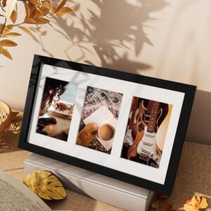 Display 3Pcs 4×6 Photos with Mat or 1Pcs 8×14 Unmatted 3 4×6 Collage Picture Frames for Wall Mounting