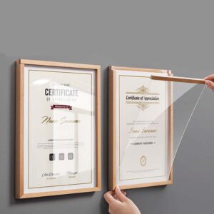 Document Frame Wood Solid Wooden Medal Frame Certificate Square A4 Paper cut 3D DIY Diploma Frame Wood