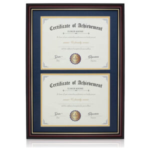 Double Diploma Frame 14″x20″ for Two 8.5″x11″ Certificates with Double Mat Black