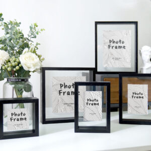 Double-Side Glass Transparent Plant Black Wood Picture Marco Para Fotos Photo Hanging Floating Frame Box Wall Art