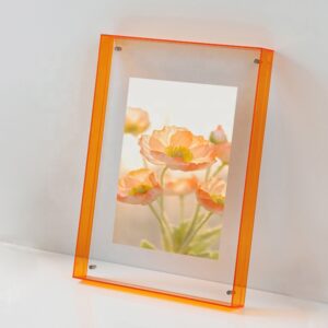Double Sided Neon Acrylic Picture Frame Floating Wall Mounted Tabletop Neon Acrylic Photo Frame for Home Decor