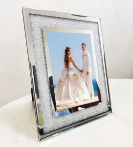 Double-Sided Rectangle Glass Photo Frame with Silk Screen Printing Gold Eco-Friendly Wedding Favor
