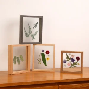 Double Sided Transparent Acrylic Wooden Floating Picture Photo Frame Display Any Size Photo Floating Wood Frames