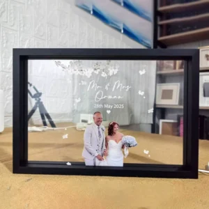 Double Sided Transparent Glass Photo Frame MDF Digital Printing for Wedding Room Decoration Wall Hanging Happy Character Clip