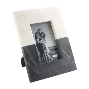 Double tone stone photo frame in white and black handmade luxury decorative picture frame stylish marble look home decor trendy