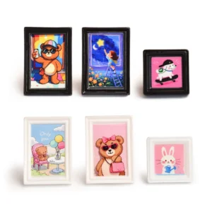 Duolang 3D Shadow Box Photo Frame DIY Resin Wall Ornament with Cartoon Mini Doll House Scene Acrylic Plastic & Lucite Beads