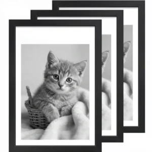 Durable 3 Pack Black Wood Grain Poster Frame HD Tempered Glass Vertical Tabletop & Wall Mount Picture Frame