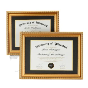 Durable PS Plastic Eco-Friendly European Style Photo Frame Wall Tabletop Display for Diploma Certificate Document Elegant