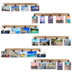 Easy to Install 6 Wooden Wall Hanging Photo Frames With 27 Clips Decorative Collage Picture Frame
