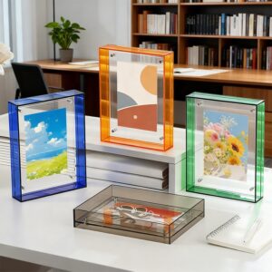 Eco Friendly Acrylic Picture Frame Colorful Floating Photo Frame for Wall Mount and Tabletop Decoration in Gallery Home Office