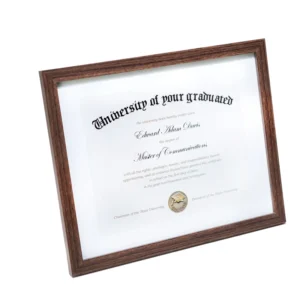 Eco Friendly Solid Wood A4 Certificate Photo Frame with Gold Finish Wall Mount for Diploma and Desktop Display