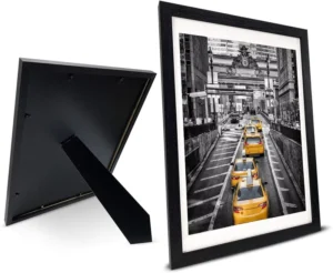 Eco friendly 12×16 Wood Picture Frames 11×14 Photo Mats Display Wall Art Decor for Living Room Office Black Wall Mounting