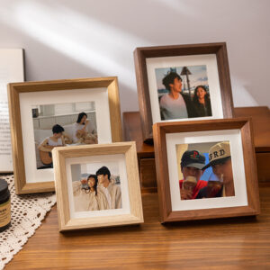 Eco friendly Wooden Small Square Mini Hollow Photo Frame with UV Printing for Tabletop Home Decoration