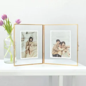 Elegant Design Brass and Glass Tabletop Decor Photo Frame Rectangle Shape Picture Frame Wall Hanging Artwork Frame