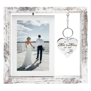 Engagement Gift for Couples Bridal Shower Wedding Gifts 4×6 Rotating Floating Mr and Mrs Picture Frame Photo Frame