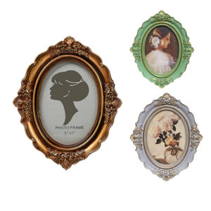 Euro Resin Photo Frame Retro Oval Resin Picture Frame Office Tabletop Wall Display Resin Frame