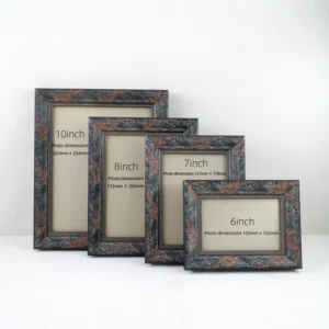 European Style Black Creative Eco Friendly Customized UV Printing Photo Frame Handmade Embossing Wood Rustic Tabletop Wall Art