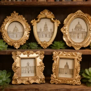 European Style Mini Resin Photo Frame 4 Shapes Decorative Photo Frame for Jewelry and Office Decoration