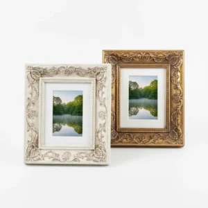 European Vintage Embossed Picture Frame Luxury Photo Display White Gold Decorative Frames Elegant Wedding PhotographyHome Decor