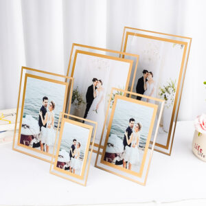 European style Printed Crystal Glass Photo Frame 5” 6” 7” 8” 10” A4 A5 Desktop Photo Frame Wedding Photo Display Frame
