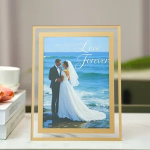 European style Printed Crystal Glass Photo Frame for Wedding and Anniversary Couples