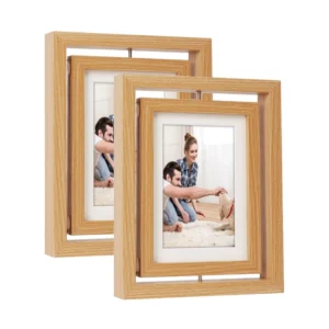 Factory Direct Eco Friendly Modern Durable Floating Photo Frame with Rotating Base Double Sided Display for Home & Hotel Lobbies