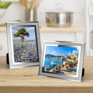 Factory Direct Handmade Glitter Glass Photo Frames 6 7 8 10 Inch & A4 Tabletop Picture Holders for Home Office Decor