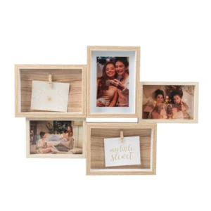 Factory Direct Sales Customized Wall Decor 5 opening Wooden Collage Picture Photo Frame