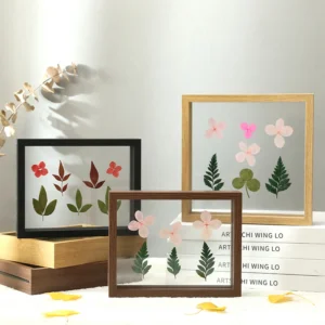 Factory Price Double Side Transparent Photo Frame MDF Wooden Picture Frame Wood Floating Photo Frames with Real Glass