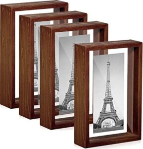 Factory Price Handmade Eco Friendly Solid Wood Floating Double Sided Transparent Glass Photo Frame