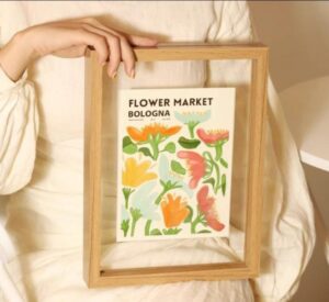 Factory Price Transparent Double Sided Glass MDF Wooden Picture Frame Solid Wood Floating Photo Frame