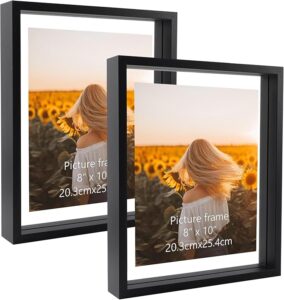 Factory Price Transparent Double Sided Glass MDF Wooden Picture Frame Solid Wood Floating Photo Frame With Real Glass