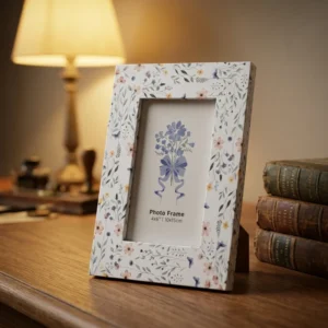 Factory Speckled Floral MDF Wooden Photo Frame Rectangle Tabletop Decorative Picture Frame for Home Wedding Gift