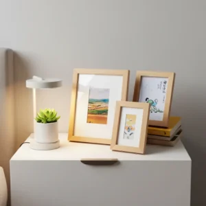 Family Decoration Qianmu Modern Customized Shape Wood Foldable Vertical Wall Mount 2 color Silk Screen Printed Photo Frame