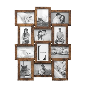 Family Double Sided 6×8 Wooden Foldable Modern Vertical Digital Printing Photo Frame 12 Openings Multi Photo Collage Wall