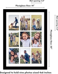 Family Wooden Photo Frame with 12 Openings Multi Photo Collage for Wall Hanging for Displaying Memories at Home