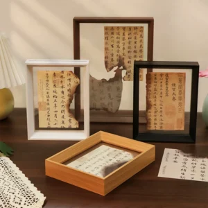 Floating Frames Double Glass Picture Frame Wood Display Any Size Photo Frame Custom Wall Mount or Tabletop Standing