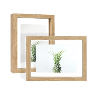 Floating Picture Frames Double Glass Photo Frame Wooden Frame for Wall Mount or Tabletop Displays