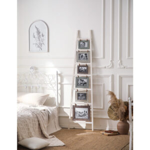Floor-standing White Wood Photo Frame Display Rack