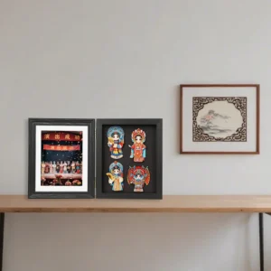 Foldable Double Sided Wooden Photo Frame with 3D Shadow Box for Photos and Cultural Decor